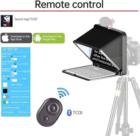 LENSGO TC7S Portable Teleprompter for Phone, Mini Teleprompter with Remote Control Compatible with iPhone & Android for Online Teaching Vlog Live Streaming Interview, Fold in One Sec in Kuwait