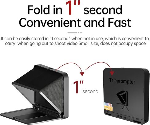 LENSGO TC7S Portable Teleprompter for Phone, Mini Teleprompter with Remote Control Compatible with iPhone & Android for Online Teaching Vlog Live Streaming Interview, Fold in One Sec in Kuwait