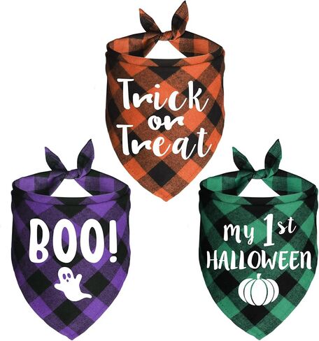 3 قطع من عصابات الهالوين للكلاب، وشاح منقوش للكلب والجرو والهالوين للعطلات مناسب للكلاب الصغيرة والمتوسطة والكبيرة والحيوانات الأليفة in Kuwait