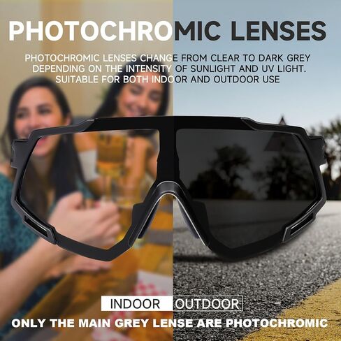 Photochromic Cycling Glasses MTB BMX Road Mountain Bike Eyewear w/4 Swap Lenses UV400 in Saudi Arabia