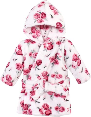 Hudson Baby Unisex Baby 2Pc Plush Animal Face Bathrobe, Pink Floral Floral, 0-9 Months in Kuwait