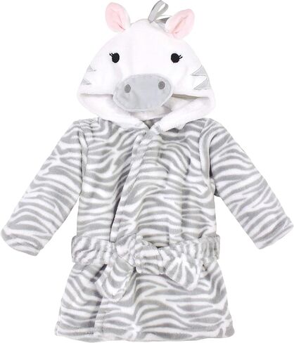 Hudson Baby Unisex Baby 2Pc Plush Animal Face Bathrobe, Pink Floral Floral, 0-9 Months in Kuwait