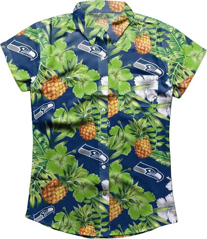 FOCO Women's My Fine-Apple Pineapple Print Tropical Floral Button Up Shirt in Saudi Arabia