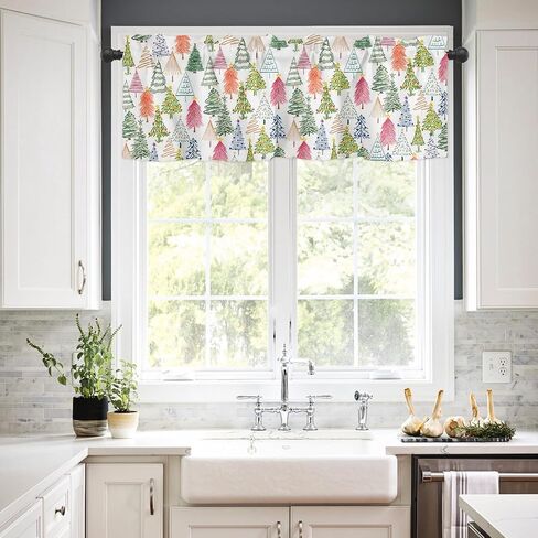 Kitchen Curtains and Valance Set, Harvest Fall Curtain Valance and Tier Rod Pocket Window Curtain Tiers for Bedroom Bathroom 3 Piece Curtain 24 Inch Length Thanksgiving Pumpkin Maple Leaf in Saudi Arabia