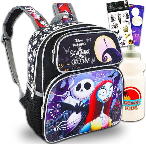 Disney Nightmare Before Christmas Mini Backpack for Girls - Bundle 12" Jack Skellington Backpack with Front Pocket Plus Stickers, Water Bottle, More | Jack and Sally Backpack in Saudi Arabia