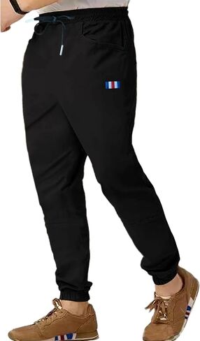 Men's Outdoor Jogging Casual Pants with Embroidery Label and Drawstring Stretch Waist Slim Fit Lightweight Hiking Pants in Saudi Arabia
