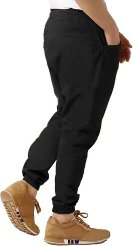Men's Outdoor Jogging Casual Pants with Embroidery Label and Drawstring Stretch Waist Slim Fit Lightweight Hiking Pants in Saudi Arabia