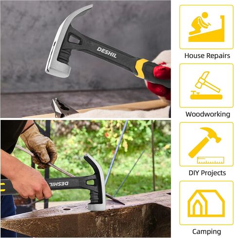 16OZ Claw Hammer with Fiberglass Handle, Drop Forged Claw Hammer, All Purpose Hammer, Smooth Face, Shock-Absorbing Grip in Kuwait
