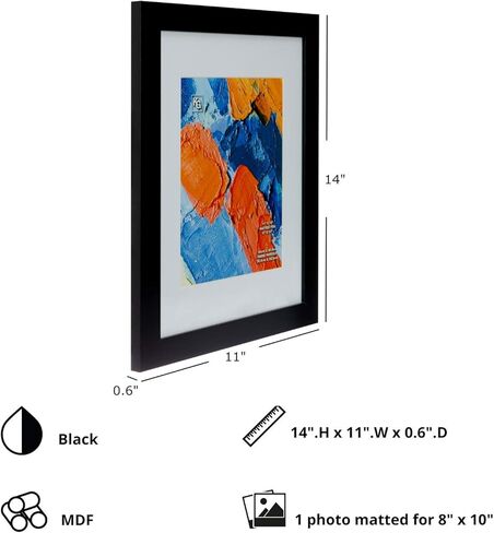Kiera Grace Matted Classic Langford Picture Frame, 11" x 14", Black in Kuwait