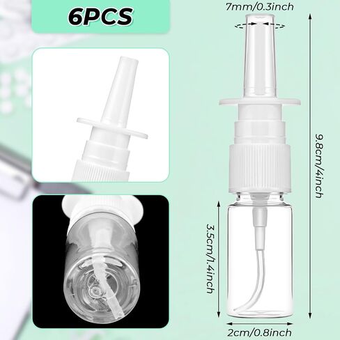 6 Pcs Nasal Spray Bottles, 10ml Clear Empty Spray Bottle with Press Spray Head Refillable Atomiser Reusable Fine Mist Sprayers Plastic Spray Container for Essential Oils, Wound Disinfectant in Saudi Arabia