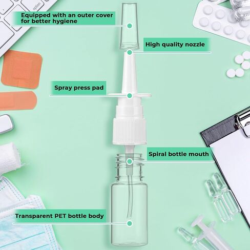 6 Pcs Nasal Spray Bottles, 10ml Clear Empty Spray Bottle with Press Spray Head Refillable Atomiser Reusable Fine Mist Sprayers Plastic Spray Container for Essential Oils, Wound Disinfectant in Saudi Arabia