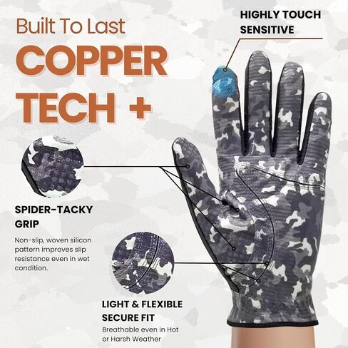 قفازات جولف للرجال من Copper Tech لليد اليمنى - قفاز جولف مموه مع علامة كرة - مثالية للعب الجولف في الصيف - 100% جلد صناعي لزج AAA فقط (اتجاه اليد: يمين، متوسط-كبير) in Kuwait