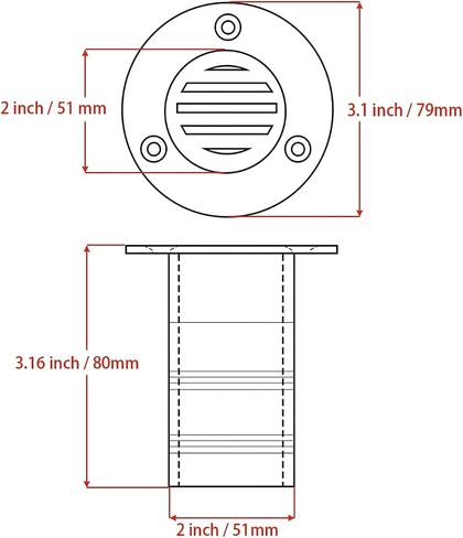 2 inch (50mm) Boat Deck Drain Marine 316 Stainless Steel Yacht Boat Floor Drain Scupper for 50MM Inner Diameter Pipes with Screws in Kuwait