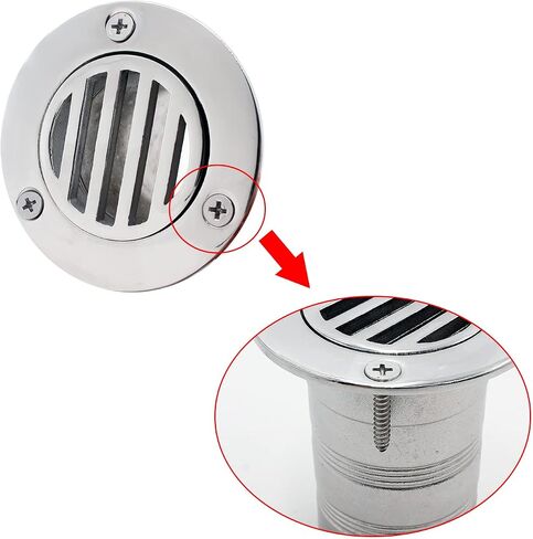 2 inch (50mm) Boat Deck Drain Marine 316 Stainless Steel Yacht Boat Floor Drain Scupper for 50MM Inner Diameter Pipes with Screws in Kuwait