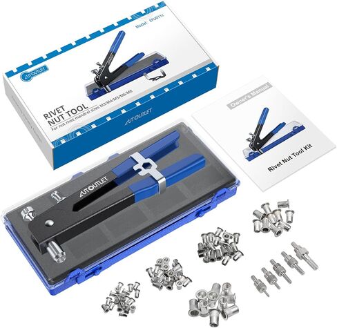 Autoutlet 8 "برشام الجوز بندقية 100 جهاز كمبيوتر شخصى M3 M4 M5 M6 برشام الجوز الثقيلة اليد برشام الجوز أداة الخيوط إدراج أداة مجموعة مع نظام إعداد الجوز برشام الجوز أداة واضعة عدة in Kuwait