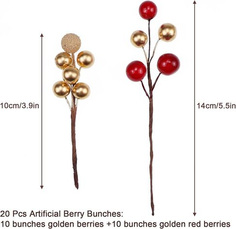 Lorigun 20 جهاز كمبيوتر شخصى التوت الاصطناعي، هولي التوت الاصطناعي يختار زينة شجرة عيد الميلاد، عيد الميلاد التوت ينبع للحرف DIY باب إكليل الذهب الأحمر فروع التوت وهمية ديكور المنزل in Kuwait