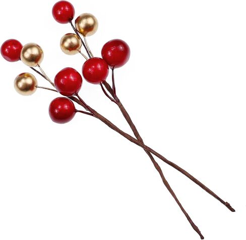 Lorigun 20 جهاز كمبيوتر شخصى التوت الاصطناعي، هولي التوت الاصطناعي يختار زينة شجرة عيد الميلاد، عيد الميلاد التوت ينبع للحرف DIY باب إكليل الذهب الأحمر فروع التوت وهمية ديكور المنزل in Kuwait