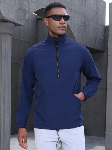Men's Lightweight Quarter Zip Pullover-Casual Sweatshirt Athletic Track Jackets Cycling Golf for Men with Pockets in Saudi Arabia