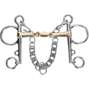 Tomotato Horse Bits Snaffle, Stainless Steel Pelham Horse Bit Accessory, Jointed Silicon Brass Connector Accessory Equestrian Beginner