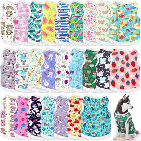 25 Pcs Dog Shirts Printed Puppy Clothes Breathable Cartoon T Shirt for Dog Soft Puppy Clothing Lovely Pet Shirts Outfits for Pet Dogs Cats Summer Party Holiday, 25 Styles (Size: L)