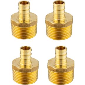 (Pack of 5) EFIELD Pex 1/2 Inch x 3/4 Inch NPT Male Adapter Brass Crimp Fittings,ASTM F1807
