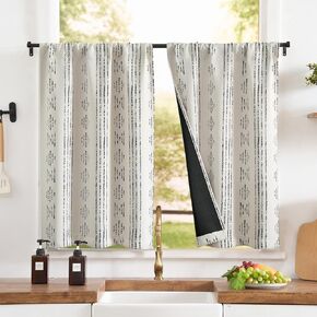 jinchan Linen Textured Kitchen Curtains Flax Linen Look Tier Curtains 36 Inch for Bathroom Living Room Farmhouse Cafe Curtains Rustic Window Treatments Room Darkening Rod Pocket 2 Panels Beige