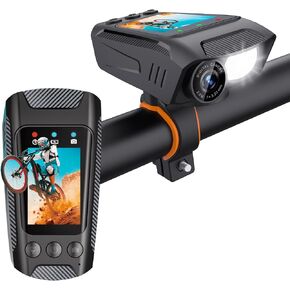 Bike Camera Action Camera Cycling Camera Recorder Vlogging Camera 4K 60fps EIS 20MP, Bicycle Video Camera Bike Light Electric Bike Horn 3 in 1, Sports Cameras w/32G Memory Card in Kuwait