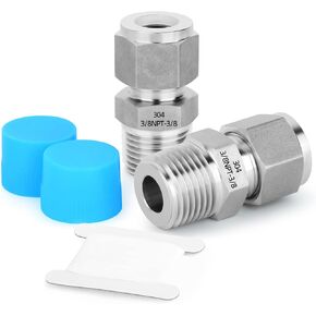 TAISHER 2PCS Forging of 304 Stainless Steel Compression Tube Pipe Fitting Connector(Thread Silver Plated), 1/4" Tube OD x 1/4" Tube OD x 1/4" Tube OD Tee Adapter