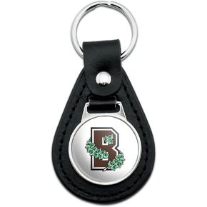 GRAPHICS & MORE Black Leather Brown University Secondary Logo Keychain