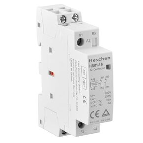 Household AC Contactor, HSR1-16, Ie 16A, 2 Pole, Two Normally Closed, AC 220V/240V Coil Voltage, 35mm DIN Rail Mount, White
