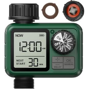 3 Outlet Sprinkler Timer Brass, XinFuture Water Timer, Programmable Garden Hose Timer with Rain Delay, Manual& Automatic Watering System, Waterproof Digital Irrigation Timer for 3 Separate Water Zones