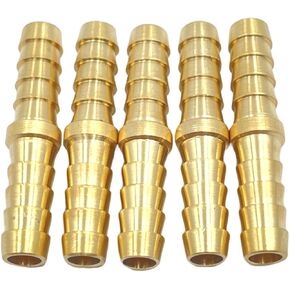 5pcs 3/8" Hose Barb Brass Hose Fitting Metals Splicer Mender Splicer Brass Hose Fitting Adapter for Water Fuel Air
