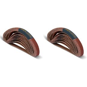 POWERTEC 1/2 x 18 Inch Sanding Belts, 20PK, 60 Grit Aluminum Oxide Belt Sander Sanding Belt for Air File Belt Sander, Woodworking, Metal Polishing (401806)