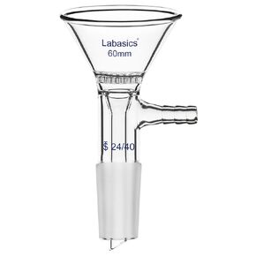 Borosilicate Glass Filter Funnel with 75mm Top Outer Dimension, Triangular Shape with Glass Filter Plate, 24/40 Inner Joint Glass Filtering Funnels