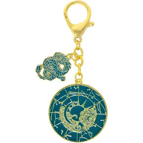Feng Shui Azure Dragon Lunar Mansions Harmonizing Amulet Keychain, Green, 11x4.5cm (FW4967)