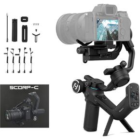 FeiyuTech Official SCORP 2 Gimbal Stabilizer for Camera,3-Axis Gimbal Stabilizer for Canon/Sony/Panasonic/Nikon/Fujifilm,5.51lb Payload,Built-in AI Tracking Module,Bluetooth/Cable Control, STD KIT