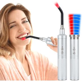 4400mAh Rechargeable Infra Red Light Therapy Device for Pain Relief, Canker Sore Blue Light Treatment Machine Ear Nose Mouth Lip Cold Sore Knee Feet Joint Muscle Back Removable Tip Dog Pet