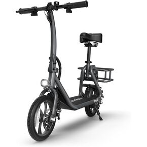 Jetson Ryder Electric Scooter, Twist Throttle, Adjustable Seat, Foldable Handlebar, Headlight, Rear Basket, 12 inch Wheels, Ages 12+