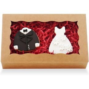 50pcs Cookie Boxes 7" x 4 3/8" x 1 1/2" Inch, Bakery Boxes with window Treat Boxes Chocolate Covered Strawberries Boxes for Christmas Valentine's Mother's Day - White