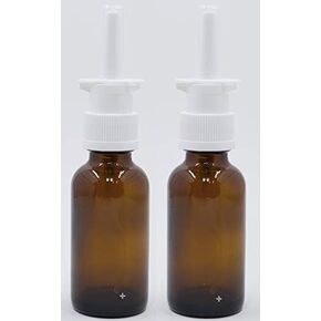 Empty Amber Glass Nasal Sprayer 2-Pack for Intranasal Insulin, Colloidal Silver and Saline Applications, 30ml (1oz) -dispenses .1 ml = 10 IU