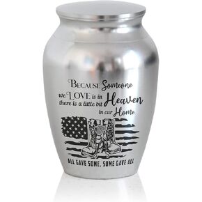 Artsy Woodsy Veteran Memorial Mini Urns Stainless Steel Decorative Keepsake Urns for Ashes 2.56 inch, Gifts for Soldier Military US Army Car Accessories in Loving Memory of Loved One Loss Remembrance