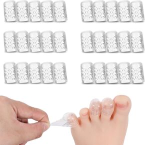 30PCs Anti-Friction Toe Protector, Breathable Silicone Toe Protector Cap Cover, Toe Covers Toe Cushions for Corn, Hammer Toes, Blisters, Bunion, Toenails Loss and Friction Pain Relief