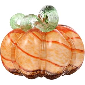 Glass Pumpkin Crystal Pumpkin Figurine Collectible for Harves Fall Thanksgiving Halloween Home Decor Ornament Yellow
