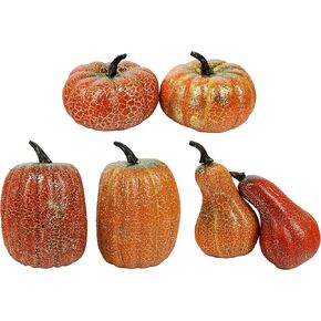 Black Duck Brand Set of 6 Gold Crackle 4" Pumpkins - Great for Table Decor and Festive Baskets