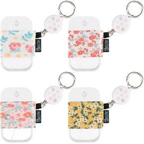Beautyflier Pack of 4 Elastic Sleeve for Touchland Power Mist and Glow Mist 1FL OZ Hand Sanitizer Spray, Exquisite Patterns Holder Sleeve with Keychain, Perfectly for Travel (Sleeve Only)