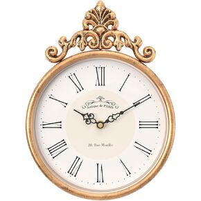 Abdurey Small French Retro Decorative Wall Clock,Ivory White Round Vintage Style,Battery Operated Silent Boho Decor Wall Clocks for Farmhouse,Kitchen,Bathroom,Bedroom(10.3" H x 7.7" W)