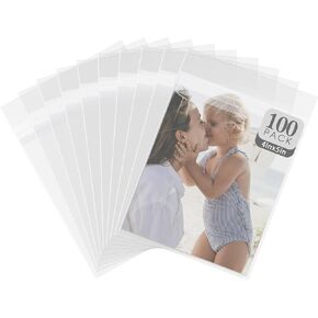 Golden State Art, Pack of 100, Acid-Free 4-5/8" X 5-3/4" inches Crystal Clear Sleeves Storage Bags for Photo Framing Mats Mattes