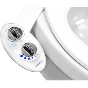 LUXE Bidet NEO 185 - Self-Cleaning, Dual Nozzle, Non-Electric Bidet Attachment for Toilet Seat, Adjustable Water Pressure, Rear and Feminine Wash (White)