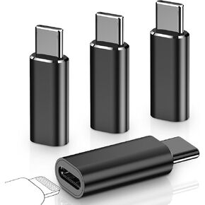 meenova 4 Pack Lightning to USB C Adapter for iPhone 15/15 Pro/15 Pro Max/15 Plus, Samsung, Gender Changer Adapter, and More USB C Devices 8 Pin to Type-C Charging Support Data Not for Audio/OTG