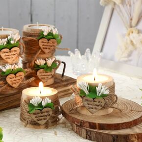 50 Pcs Wood Tealight Candle Holder with Candle Tealight Candle Decoration Thank You Guest Gifts for Wedding Bridal Baby Shower Baptism Souvenirs Rustic Centerpieces(Heart, 50 Pcs, Heart)